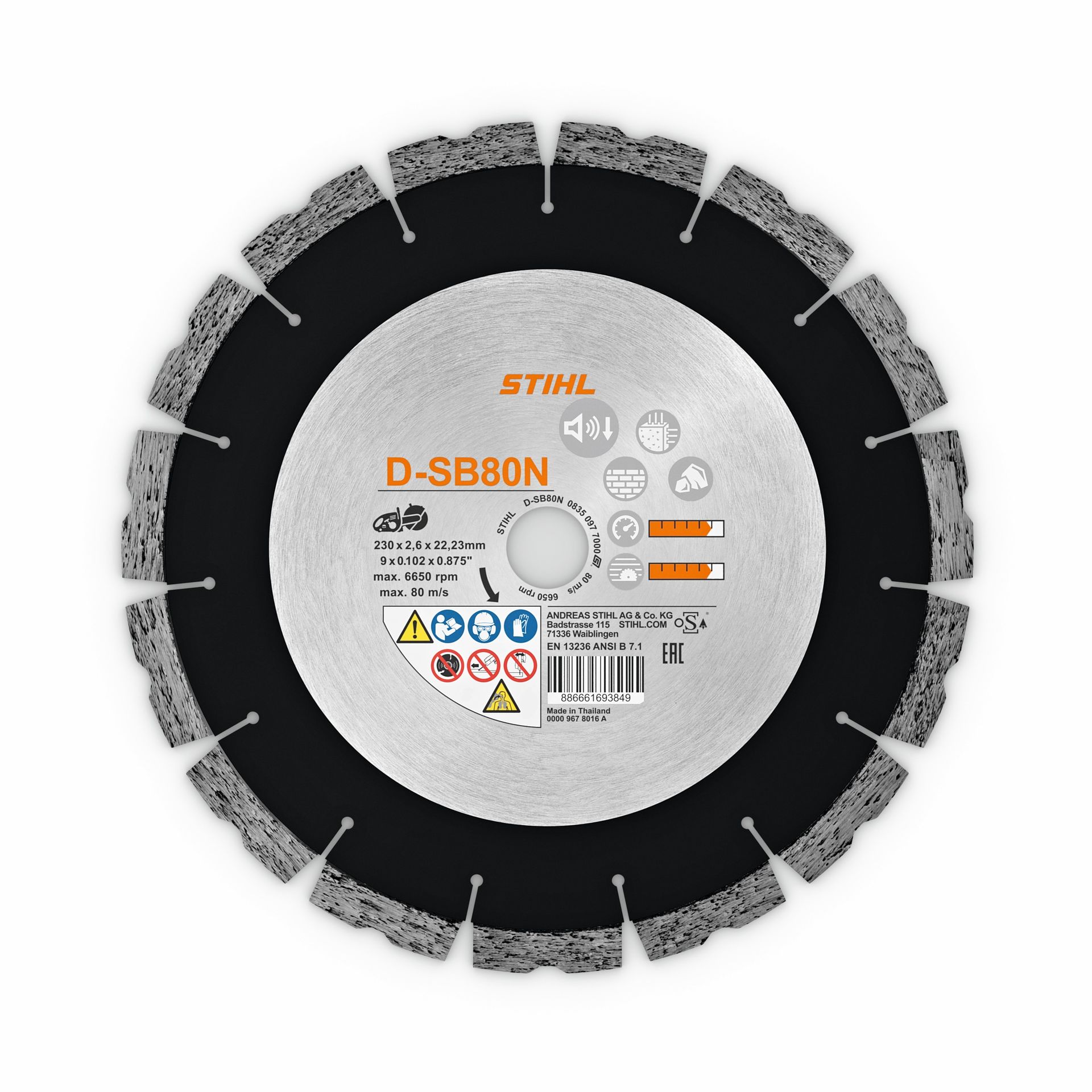 STIHL Diamanttrennscheibe D-SB80N Beton Hartgestein TSA 230
