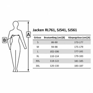TAPIO Grössentabelle Warnschutz Hardshelljacke RL761